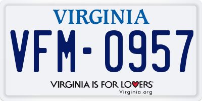 VA license plate VFM0957