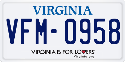 VA license plate VFM0958