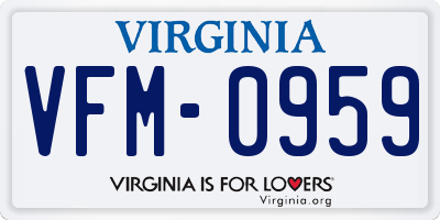 VA license plate VFM0959