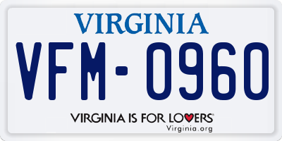 VA license plate VFM0960