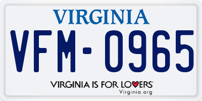 VA license plate VFM0965