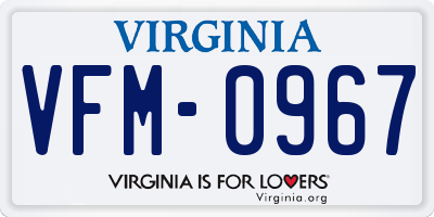 VA license plate VFM0967