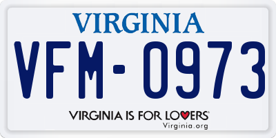 VA license plate VFM0973