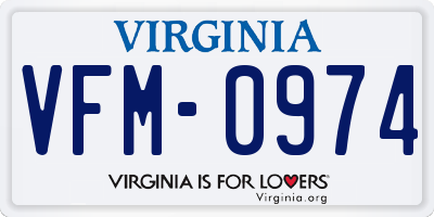 VA license plate VFM0974
