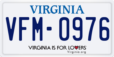 VA license plate VFM0976