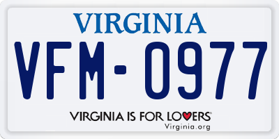 VA license plate VFM0977