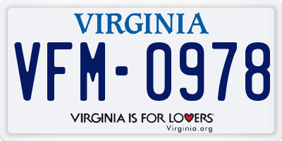 VA license plate VFM0978