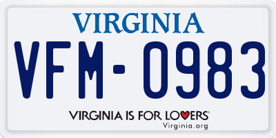 VA license plate VFM0983