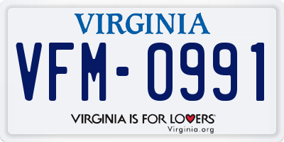VA license plate VFM0991