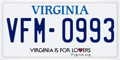 VA license plate VFM0993