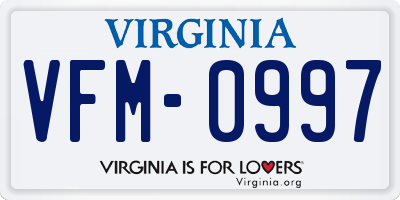 VA license plate VFM0997