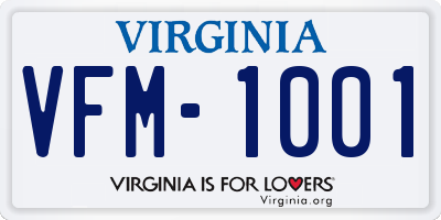 VA license plate VFM1001