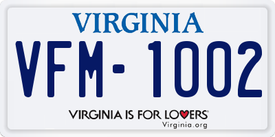 VA license plate VFM1002