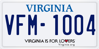 VA license plate VFM1004