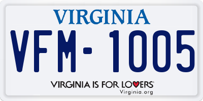 VA license plate VFM1005