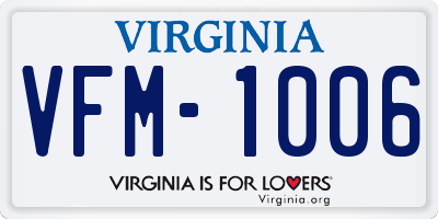 VA license plate VFM1006