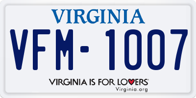 VA license plate VFM1007