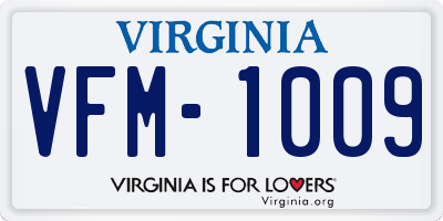 VA license plate VFM1009