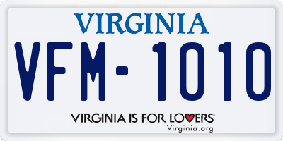 VA license plate VFM1010