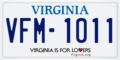 VA license plate VFM1011