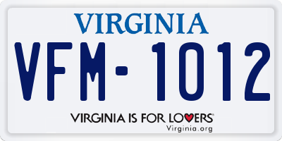 VA license plate VFM1012