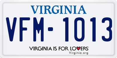 VA license plate VFM1013