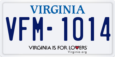 VA license plate VFM1014