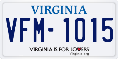 VA license plate VFM1015