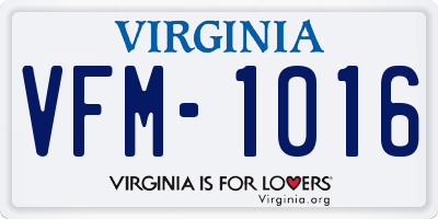 VA license plate VFM1016
