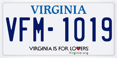 VA license plate VFM1019