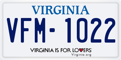VA license plate VFM1022