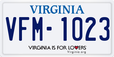 VA license plate VFM1023