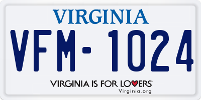 VA license plate VFM1024