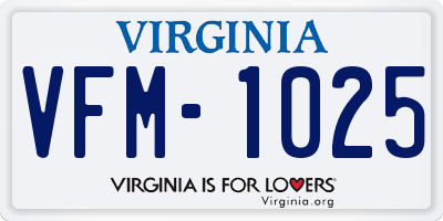VA license plate VFM1025
