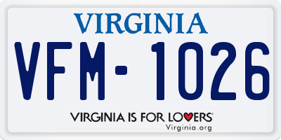 VA license plate VFM1026