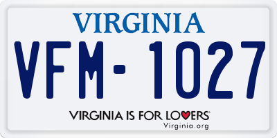 VA license plate VFM1027