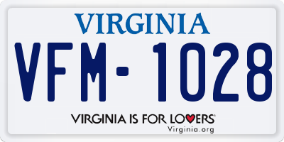 VA license plate VFM1028