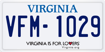 VA license plate VFM1029