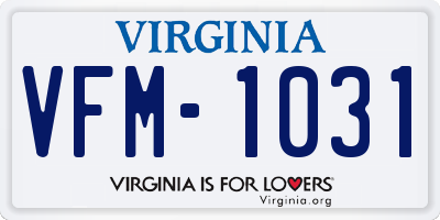 VA license plate VFM1031