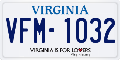 VA license plate VFM1032