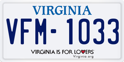 VA license plate VFM1033