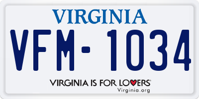 VA license plate VFM1034