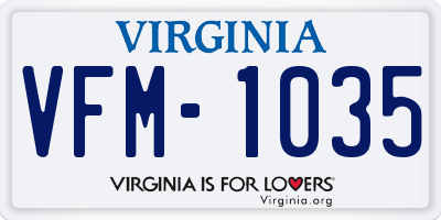 VA license plate VFM1035
