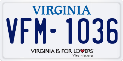 VA license plate VFM1036