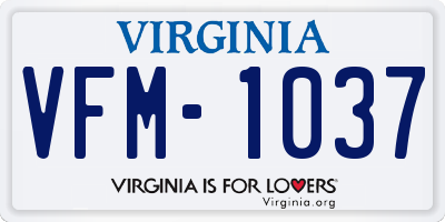VA license plate VFM1037