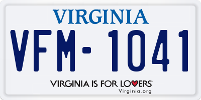VA license plate VFM1041