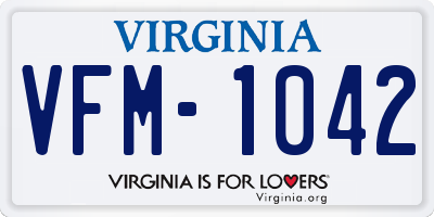 VA license plate VFM1042