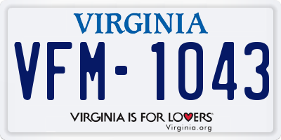 VA license plate VFM1043