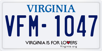 VA license plate VFM1047
