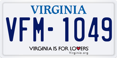 VA license plate VFM1049